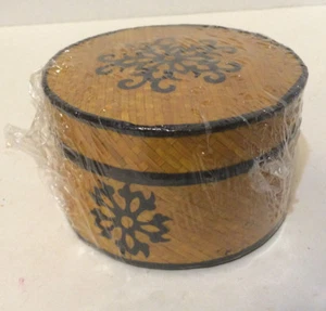 Cajas redondas de mimbre tejidas de 2 piezas vintage NUEVAS con tapas - Imagen 1 de 10