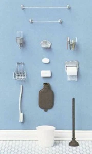 Melody Jane Puppenhaus Chrysnbon 18-teiliges Badezimmerzubehör Set 1:12 Modellbausatz