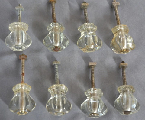 SET 8 ANTIQUE GLASS CRYSTAL DRESSER CABINET DOOR DRESSER DRAWER PULL KNOBS (G7) Cover
