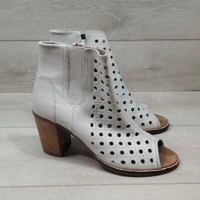 Toms Women Majorka Ankle Leather Peep Open Toe Heels boots shoes sz 8.5 - Image 1 of 4