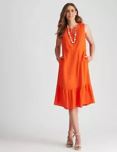 W LANE Orange Flared Hem Tiered DRESS Size 16 NWT NEW Sleeveless Travel Casual - Foto 1 di 9