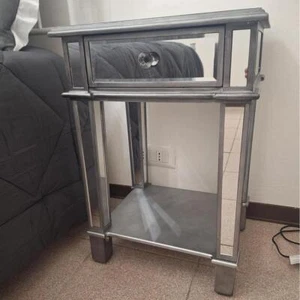 Verspiegelte Nachtkommode Nachtschrank Nachtkommode mit 1 Schubladen Nachttisch - Bild 1 von 14