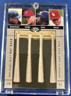Fleer Box Score Quad Bat Relic 2003 A-Rod, Sosa, Thome, Rolen SN 35/50 Foto 1 de 2