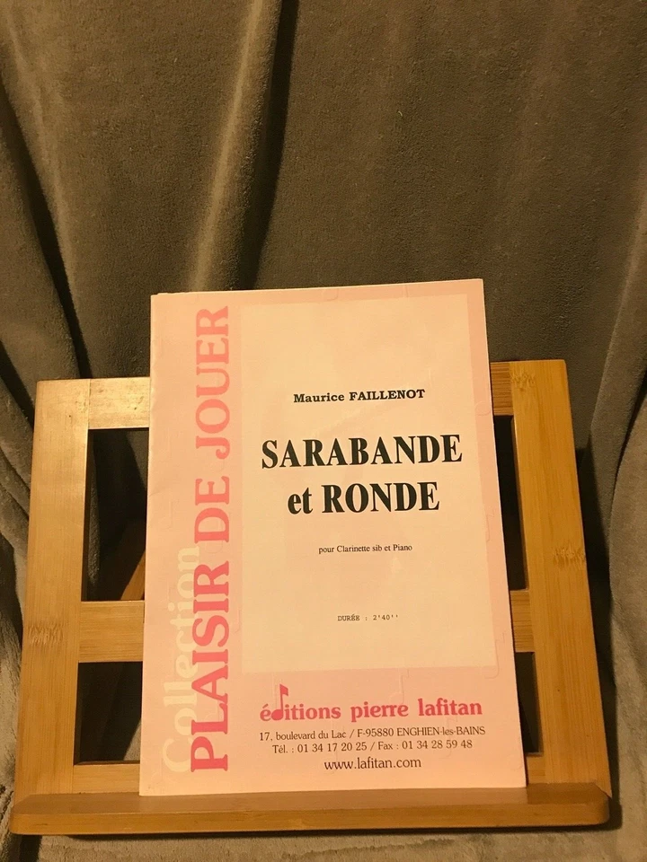 Maurice Faillenot Sarabande et Ronde clarinette piano partition Pierre Lafitan - Photo 1/1