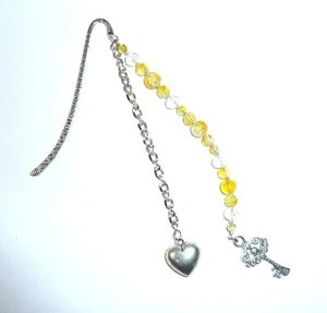 ★ DIY ★ Lesezeichen ★ Seitentrenner ★ HERZ & SCHLÜSSEL ★ gelb & kristall ★ - Bild 1 von 1