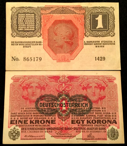Austria 1 Krone 1916 P49 (AU) Oesterreichisch-ungarische Bank - 100 Yrs Old Cover