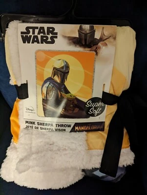 Cobertor Disney Star Wars Mandalorian The Child Baby Yoda Sherpa Mink macio - Imagem 1 de 3