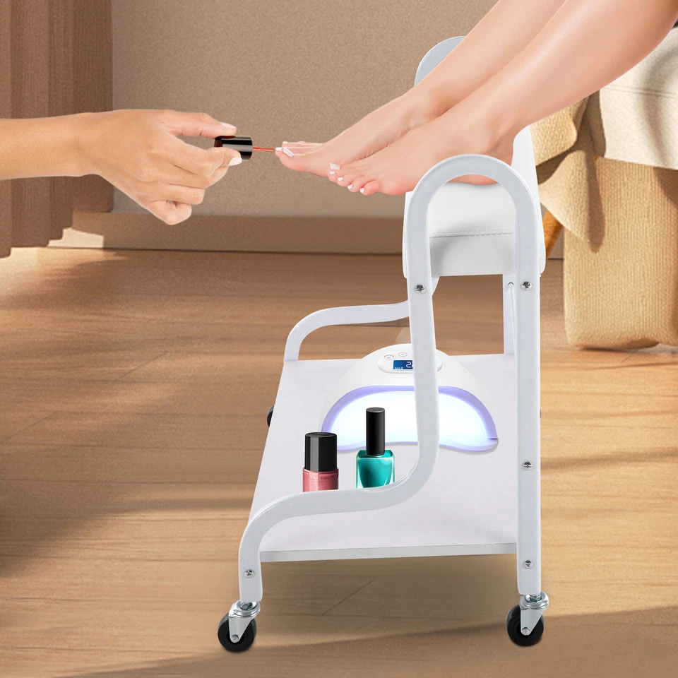 Carro trolley portátil blanco interior salón de belleza uñas pies baño spa con 4 ruedas Foto 1 de 4