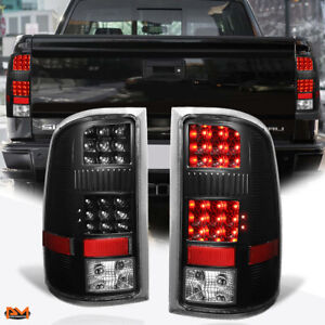 For 07-14 GMC Sierra Pair Full LED Tail Light Rear Brake/Stop/Reverse Lamp Black