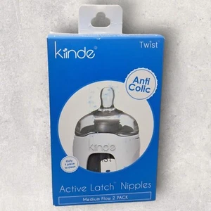 Kiinde Active Latch Breast Milk Bottle Nipples Medium Flow 2 Pack Anti Colic - Picture 1 of 10