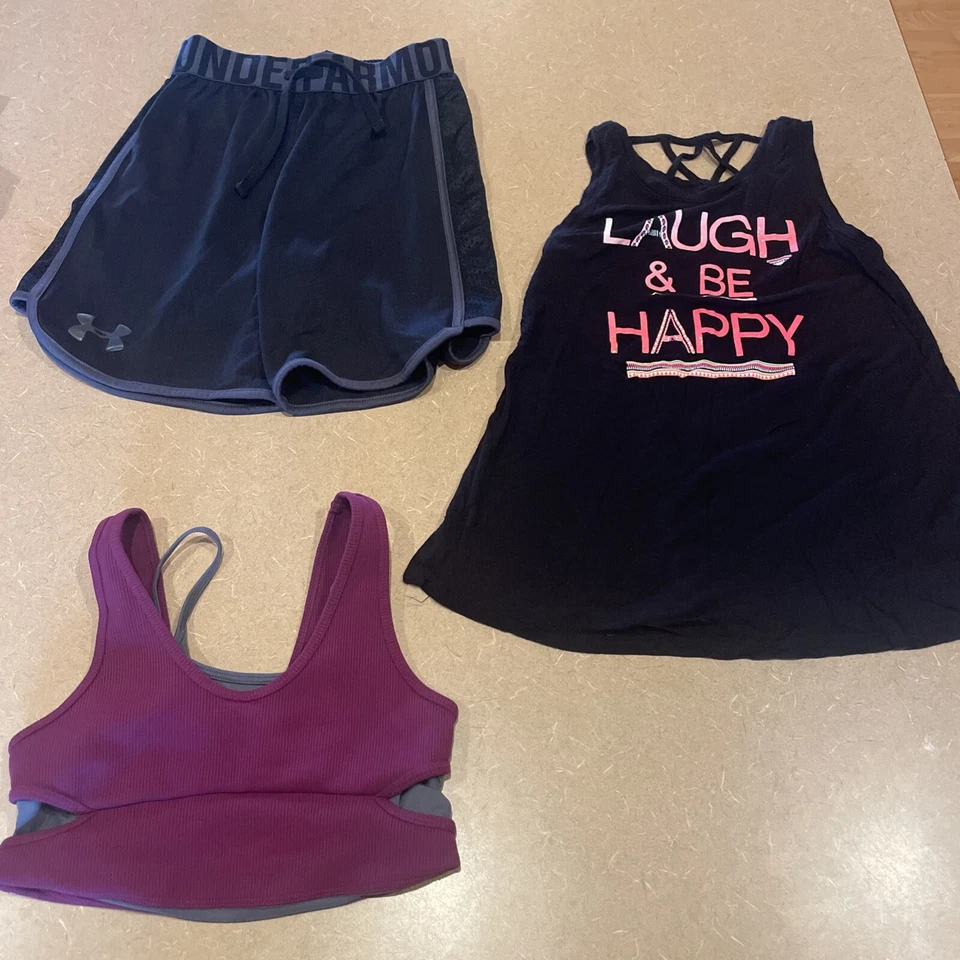 Justice Under Armour Zella Girl's Athletic Shorts Tank Top Shirt & Crop XS 7 / 8 - Image 1 of 4