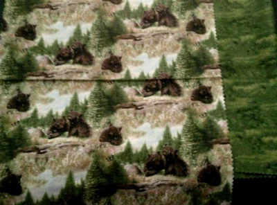 Fabric Giordano "Baby Bear Country" 2 Pc Brown Bears in the Wild Greens $2.95 - Image 1 of 4