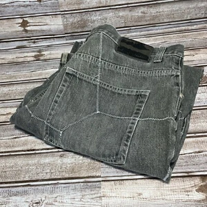 Vintage Koman Jeans Y2K Baggy Stitching Black Size 38x32(31) - Picture 1 of 11