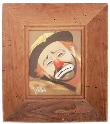 Vintage 1957 Original Gouache Painting Signed Jon Helland Sad Clown Emmett Kelly - Image 1 of 4