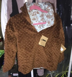 Hannah Kate Brown Minky Dot Chenille Jacket Sz 8 Nwt Reversible - Picture 1 of 8