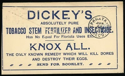 Dickey's Tobacco Stem Fertilizer Insecticide 1903 Lancaster Commercial Cover USA - Image 1 of 2