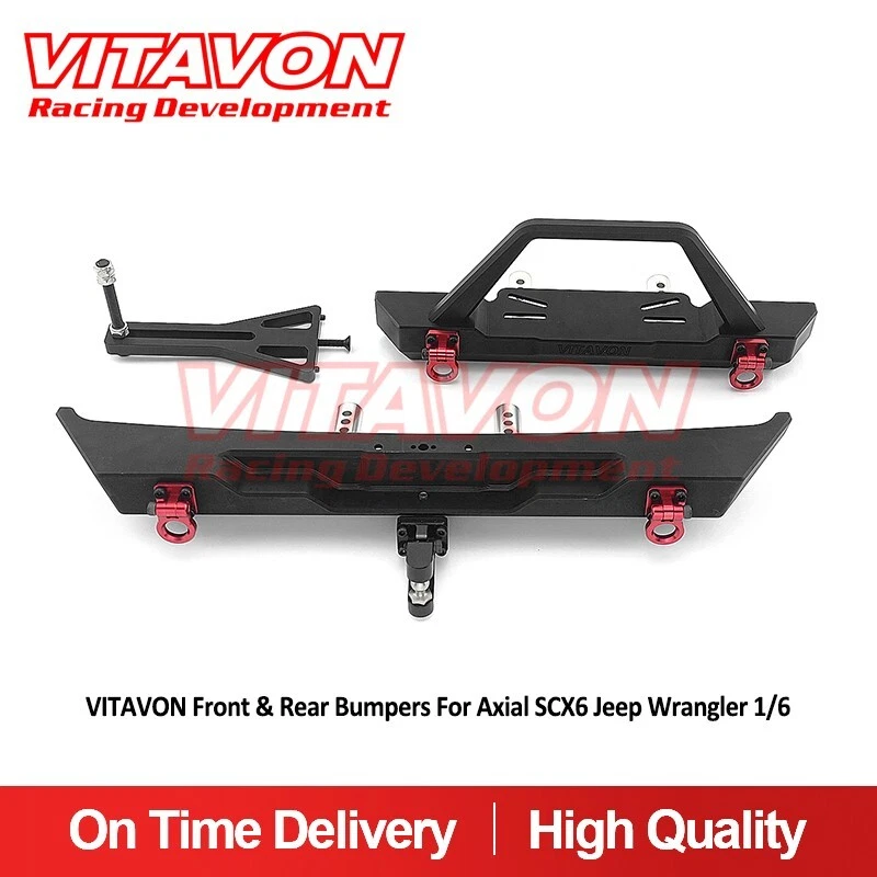 Vitavon SCX 6 Front & Rear Bumpers for Axial SCX6 Jeep Wrangler 1/6 Black - Image 1 of 4