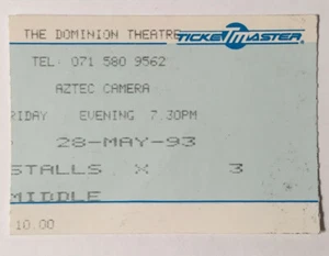 AZTEC CAMERA 1993 MAY 28 Dominion Theatre UK CONCERT TICKET STUB - Picture 1 of 2