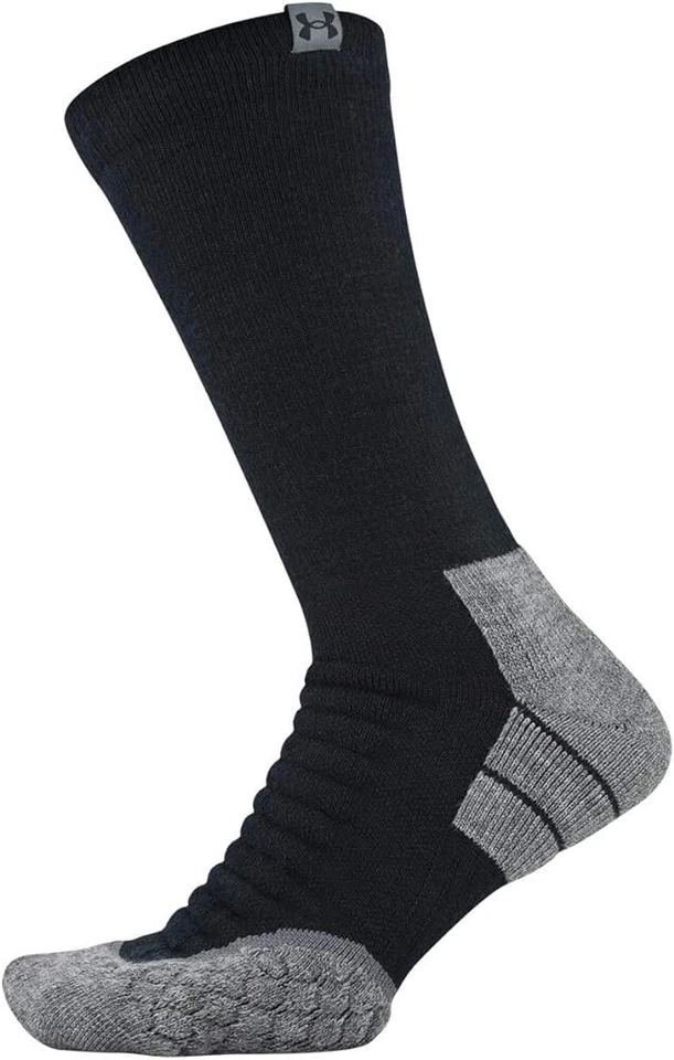 Under Armour Adult Black Crew Wool Cushion UA Hitch All Season Boot Socks Sz 4-8 - Image 1 of 1