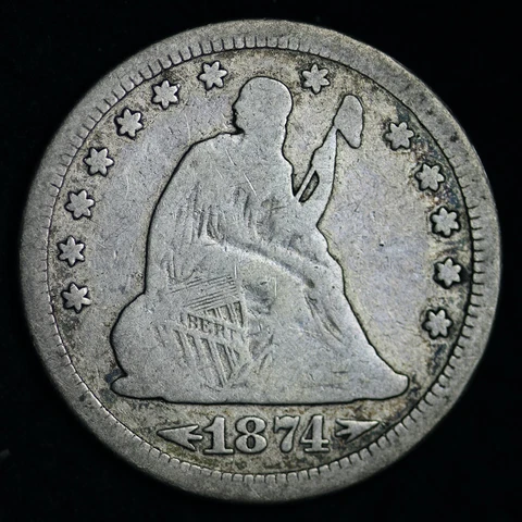 1874-S Seated Liberty Silver Quarter CHOICE VG FREE SHIPPING E183 GNW Cover