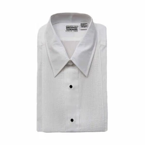 Mens White Tuxedo Shirt, Lay Down Collar & 1/8" Pleats - Picture 1 of 1