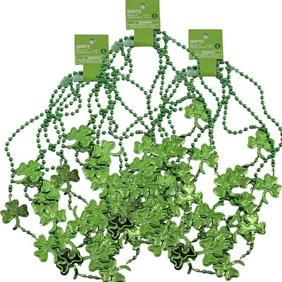 12 Collares Trébol Verde Día de San Patricio Con Cuentas Plástico Trébol 34 en Edades 3+ Foto 1 de 4