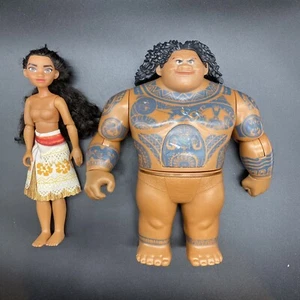 Lot of 2 Disney Princess Moana Doll MAUI Action Figure Demi God Incomplete 2015 - Picture 1 of 6