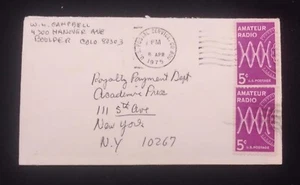 C) 1975. UNITED STATES. INTERNAL MAIL. DOUBLE AMATEUR RADIO STAMP. XF - Picture 1 of 1