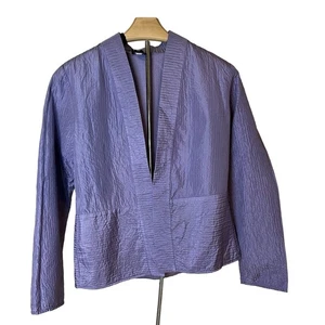 EILEEN FISHER SEIDENSTRUKTUR Crinkle BLAZER JACKE Damen PS vorne offen - Bild 1 von 8