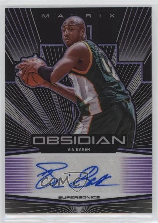 2019-20 Panini Obsidian Matrix Electric Etch Purple /75 Vin Baker #MA-VBK Auto - Image 1 of 2