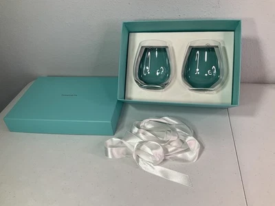 TIFFANY & CO. Juego de DOS copas de vino sin tallo en caja Tiffany, con cinta. NUEVO. Foto 1 de 4