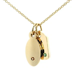 Genuine Tiffany & Co 18K Yellow Gold Mini Tag Birthstone Charm Necklace with Bag - Picture 1 of 14