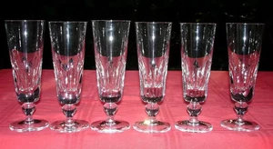 SAINT LOUIS JERSEY 6 FLUTE A CHAMPAGNE SEKTGLÄSER CRISTAL TAILLÉ PAQUEBOT FRANCE - Foto 1 di 8