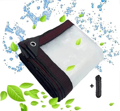 Telone Trasparente Occhiellato,Tteloni Impermeabile per Esterno Telo Plastica Po - Immagine 1 di 4
