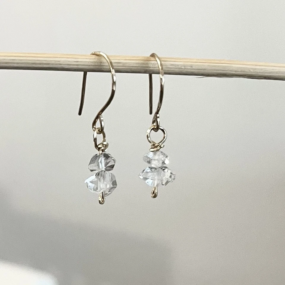 Herkimer 14K Gold Filled "Diamond" Quartz Drop Earrings Diamond Dangles - Image 1 of 4