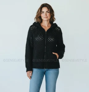 Brunello Cucinelli Women Mesh Cardigan Sweater Hooded Monili Size S - Picture 1 of 8