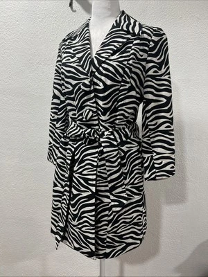 INC 斑马纹大衣纽扣正面中号侧口袋腰带 — 第 1/4 张图片