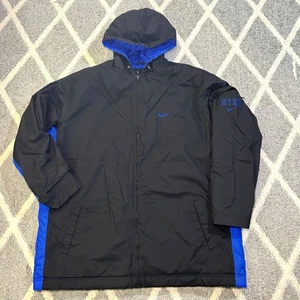 Chaqueta Parka De Colección Nike Para Hombre 2XL Negra/Azul Real Acolchada Forrada Cremallera Completa - Imagen 1 de 5