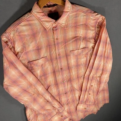 EQ Mens XL Button Down Shirt Plaid Checkered Orange Red 100% Cotton - Image 1 of 4
