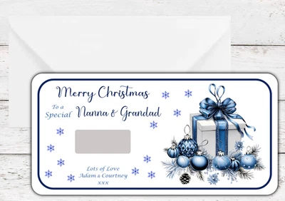 JUSTGORJUS Christmas Bauble Scratch Card Personalised Surprise Reveal Ticket Gift Voucher