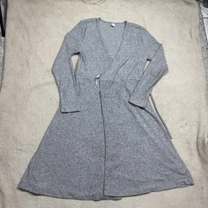 Old Navy Dress Womens Medium Waist Defined Faux Wrap Jersey Midi Gray Knit NEW - Picture 1 of 15