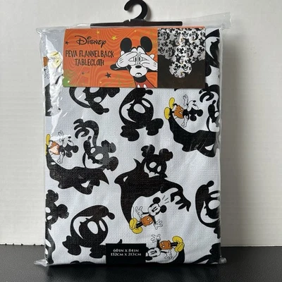 NIP Disneys MIckey Mouse Peva Flannel Back Tablecloth 60"x 84" Halloween Spooky - Image 1 of 4