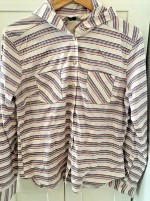 Mountain Hardwear Acadia Stretch Striped Hooded Shirt Women's Large Twill Aztec - Image 1 of 4