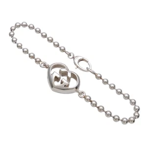 GUCCI Lovely Heart Love Britt Beads Bracelet SV925 Silver 246575 Auth Used F/S - Picture 1 of 6