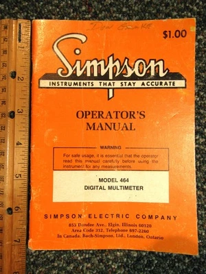 Simpson Digital Multimeter Model 464 Operator's Manual ~ c. 1975 - Image 1 of 4