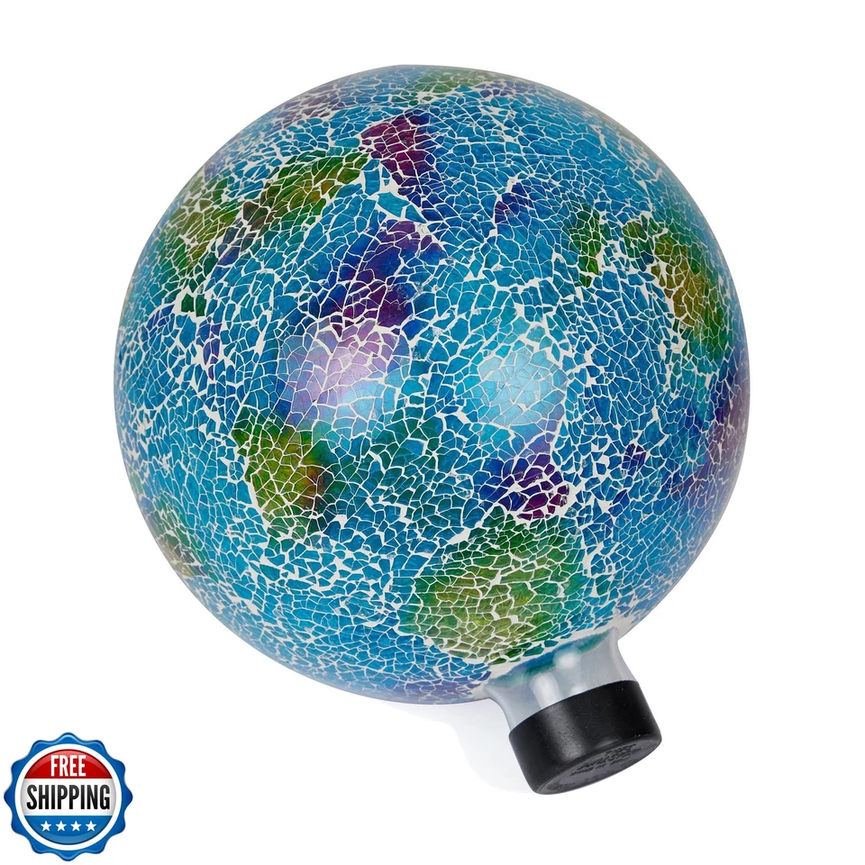 Alpine Corporation - Bola de observación de vidrio craquelado Shades of Blue, Co Foto 1 de 4
