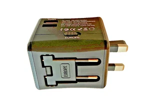 Universal-Reise-Adapter "Europe" AC Input:100-240V,USB(2) 5V Max 2400mA (Elek.7) - Bild 1 von 6