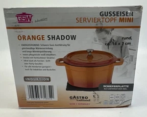 GSW Gusseisen Mini Bräter Serviertopf GASTRO TRADITIONELL 14cm Orange Shadow NEU - Bild 1 von 3