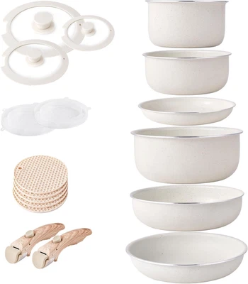 Induzione Set Di Pentole E Padelle Con Manici Staccabili, Impilabile Antiaderent - Immagine 1 di 4