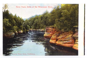 Navy Yard Dells Wisconsin Rover Vintage Jenkins Drug Store Postcard - Picture 1 of 3